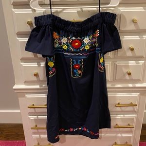 Embroidered off the shoulder dress